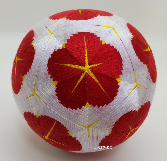 手鞠“紀州之梅”白底紅 12cm Temari Temari Temari 第1張的照片