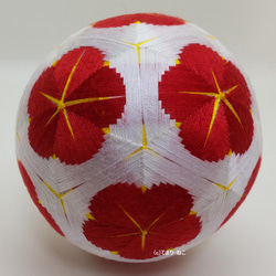 手鞠“紀州之梅”白底紅 12cm Temari Temari Temari 第3張的照片