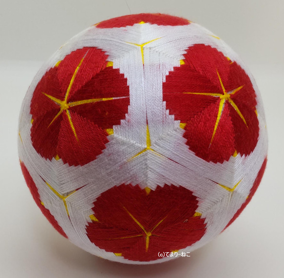 手鞠“紀州之梅”白底紅 12cm Temari Temari Temari 第3張的照片