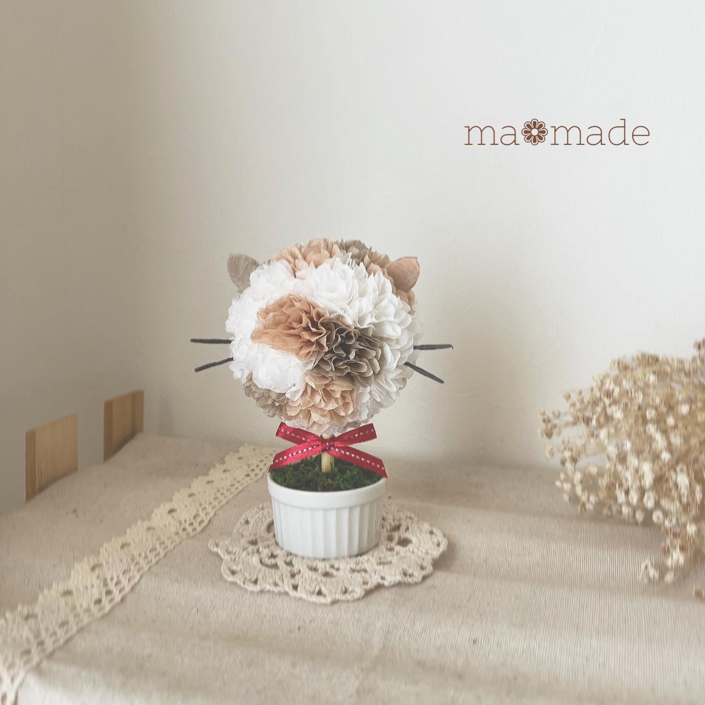 ぐでねこちゃんヘアクリップ 三毛猫×向日葵 数多く