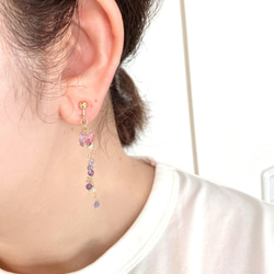 【14kgf】紫藤花紫水晶耳環/耳釘 第7張的照片