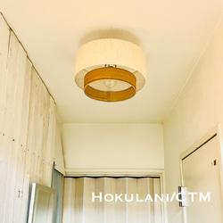 天井照明 Hokulani/CTM シーリングライト 綿麻混紡 タモ天然木突板 ランプシェード E26ソケットSA 6枚目の画像
