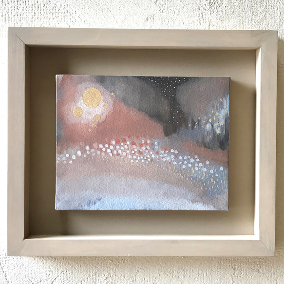 原画　73×60cm「美しき緑の星」現代アート　額縁付 397272770ae2e4853f5a6d2e32be77