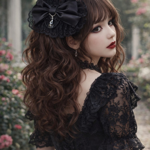 ゴスロリヘッドドレス・ブラックリボン ヘッドドレス（アクセサリー