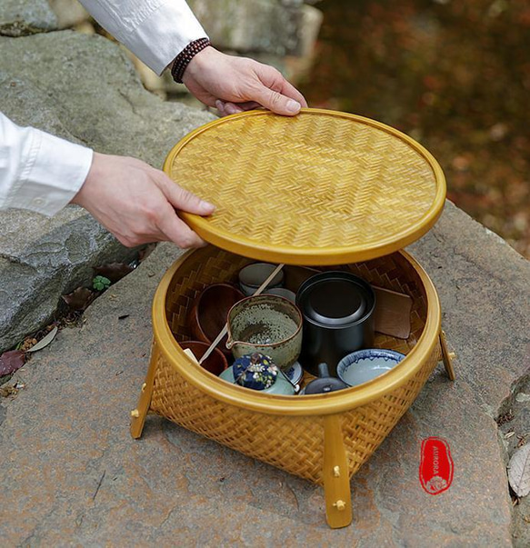 收納籃☆茶道具籠☆茶具☆竹細工☆收納☆竹工芸 ☆竹