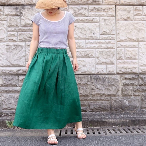 匿名配送 Linen フレアスカート Linenフレアスカート（ロング・マキシ丈スカート）｜Deuxieme