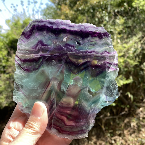 高品質 高透明 原石 フローライト プレート 台付き 天然石 その他置物