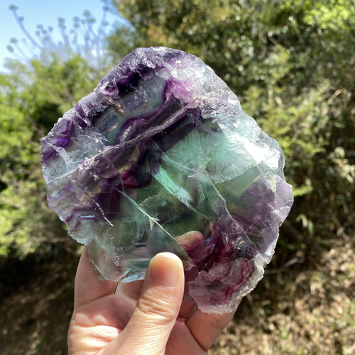 高品質 高透明 原石 フローライト プレート 台付き 天然石 その他置物