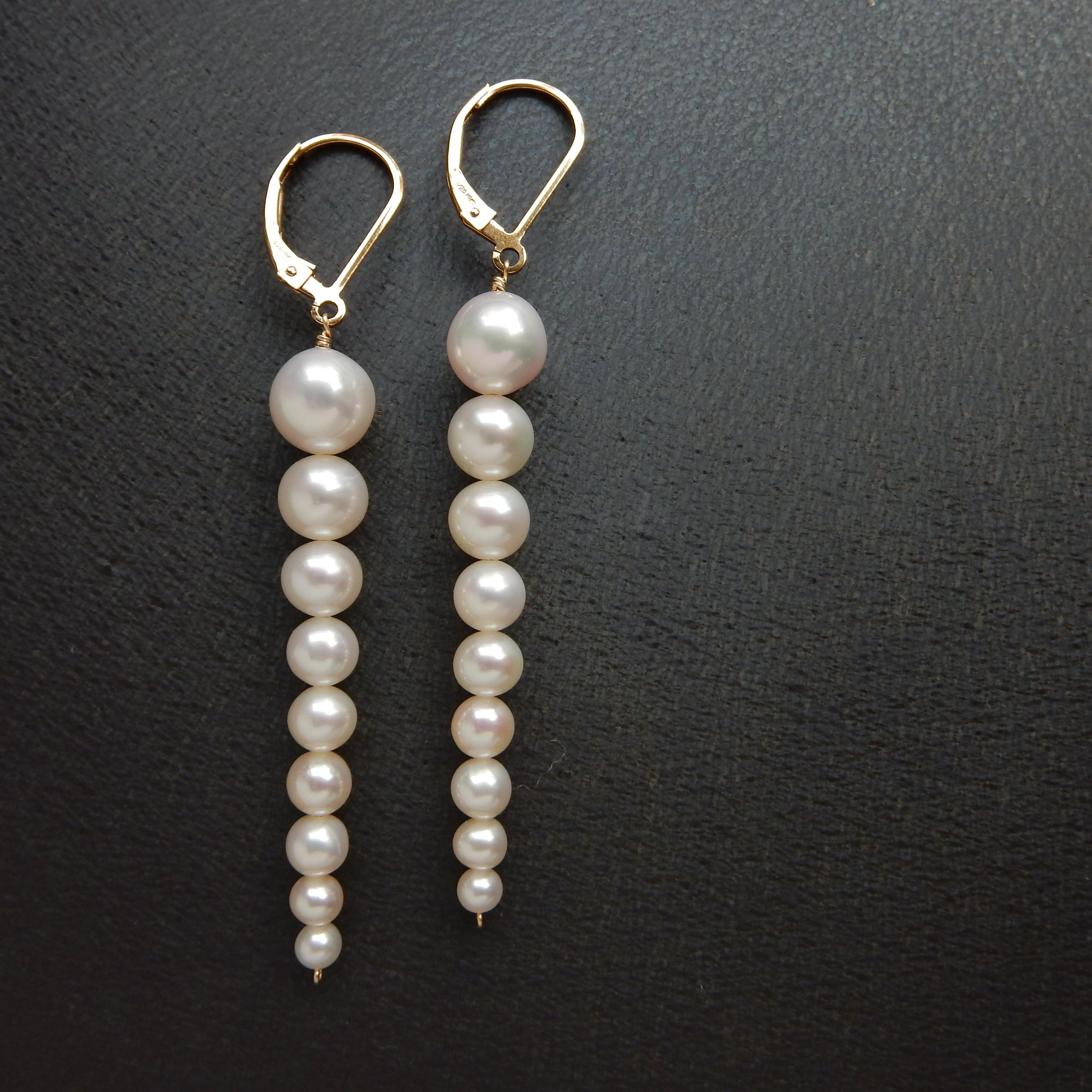 〖高品質〗14kgf淡水パールグラデーションピアス/イヤリング【1093】