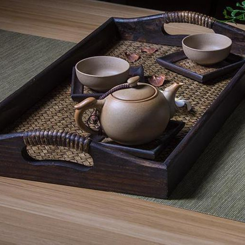 茶盤☆皿☆茶具☆茶道具☆藤編☆茶道☆手作り☆收納 その他素材
