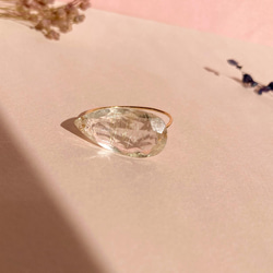 Prana candy gem ✴︎大粒ゴールデンルチルクオーツの宝石ルースリング　k14gf 5枚目の画像