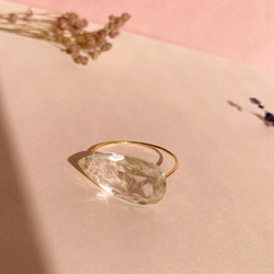Prana candy gem ✴︎大粒ゴールデンルチルクオーツの宝石ルースリング　k14gf 3枚目の画像