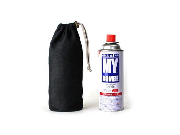 Kinchaku Daily 水筒/ペットボトル用 リネンキャンバス ブラック [ 水筒 ペットボトル 入れ 収納 ] 7枚目の画像
