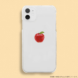送料無料★言葉になってる赤りんご iPhoneクリアケース シンプル可愛い 食べ物 アップルマーク SE 13 12 2枚目の画像