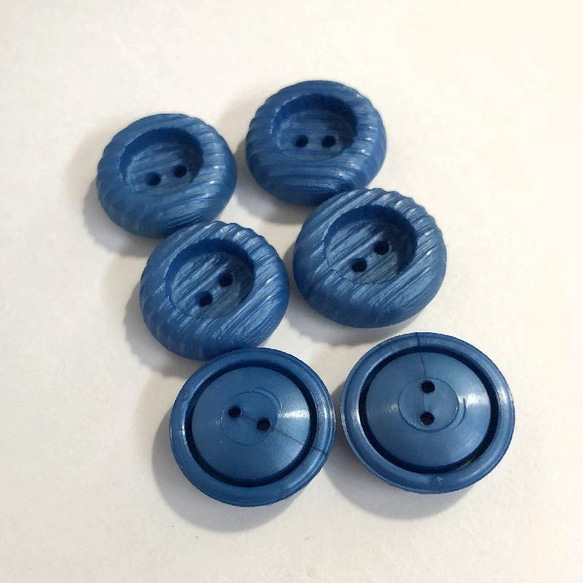 レトロ サークル ボタン ブルー 18mm 6個セット ao-480 3枚目の画像