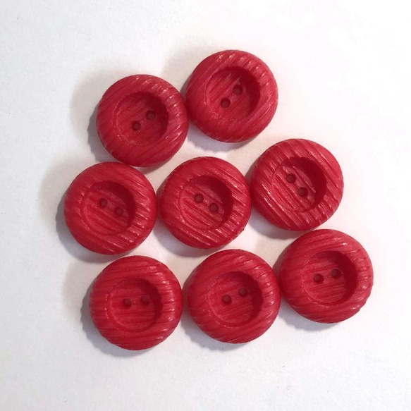 レトロ サークル ボタン レッド 18mm 8個セット ao-482 1枚目の画像