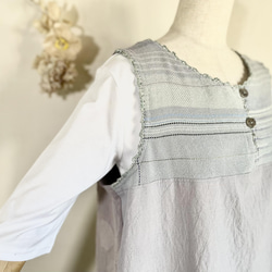 【再販】手織りとドット模様のバルーンジャンバースカート　くすみカラー　M～Lサイズ 8枚目の画像