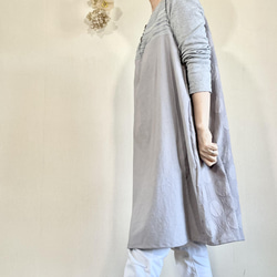 【再販】手織りとドット模様のバルーンジャンバースカート　くすみカラー　M～Lサイズ 4枚目の画像