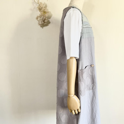 【再販】手織りとドット模様のバルーンジャンバースカート　くすみカラー　M～Lサイズ 10枚目の画像