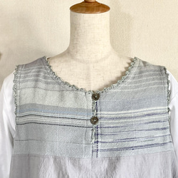 【再販】手織りとドット模様のバルーンジャンバースカート　くすみカラー　M～Lサイズ 7枚目の画像