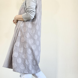 【再販】手織りとドット模様のバルーンジャンバースカート　くすみカラー　M～Lサイズ 3枚目の画像