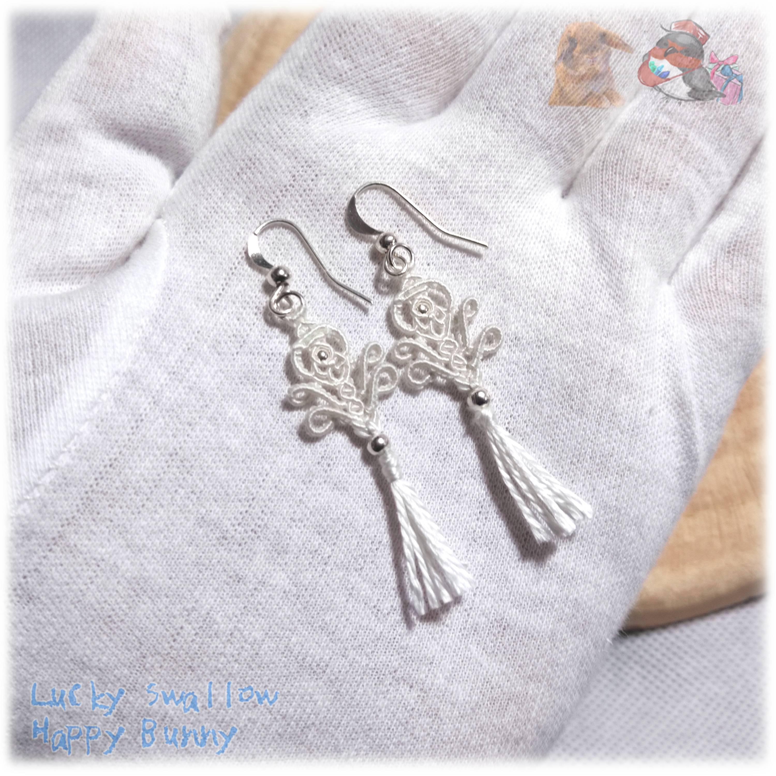本絹 高品質シルク マクラメピアス てんてんの贈り物♪ No.5063
