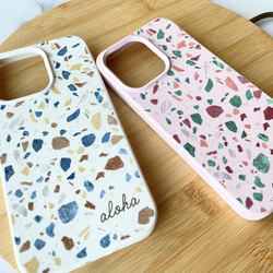 名入れ♪地球に優しいエコ素材♡シーグラス 天然素材のiPhoneケース ピンク SEA GLASS 海の贈り物 5枚目の画像