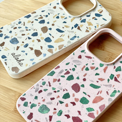 名入れ♪地球に優しいエコ素材♡シーグラス 天然素材のiPhoneケース ピンク SEA GLASS 海の贈り物 4枚目の画像