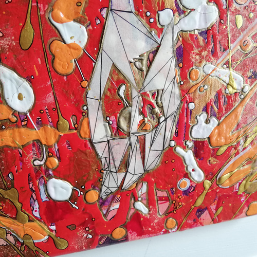 ○送料無料原画一点物○『geometric abstract hand/幾何学と抽象画 手