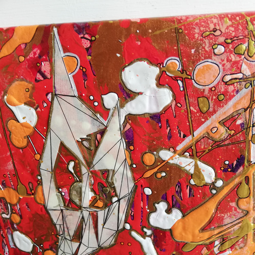 Rinkafog 原画　一点もの　unique ○送料無料原画一点物○『geometric abstract hand/幾何学と抽象画 手