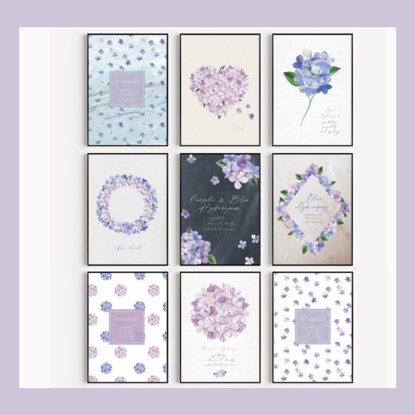 初夏のあじさいポスター / i0640 /  青と紫の紫陽花　インテリアポスター 5枚目の画像