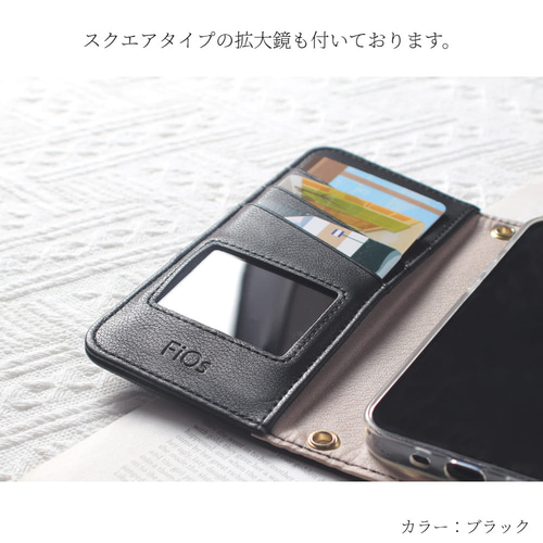手帳型 スマホケース ミラー付き カード収納 iphone 14 13 mini