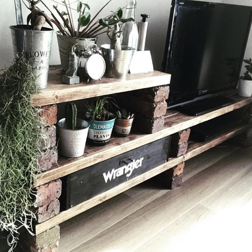 ブルックリン調テレビボード ブルックリン調テレビボード 高級レンガ使用 テレビ台・テレビボード