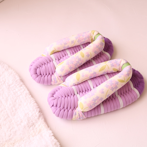 Mサイズ 布ぞうり あじさい 布草履 紫 パープル 幅広 スリッパ・ルーム