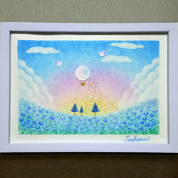 原画　自作の絵　絵画　一点物　パステル画　【カサブランカと松】 23e8c764bdec3f1e9d0c0fdbb65343