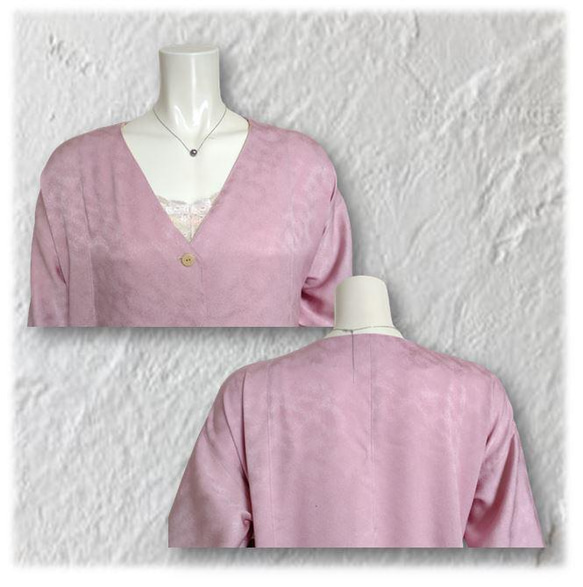 243　ピンク着物リメイク羽織れるワンピーㇲ（ピンク／流水） 8枚目の画像