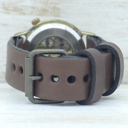 BHW121 手巻きBrass(真鍮)36mm ローマ数字フローティングインデックス 手作り腕時計 [BHW121] 8枚目の画像