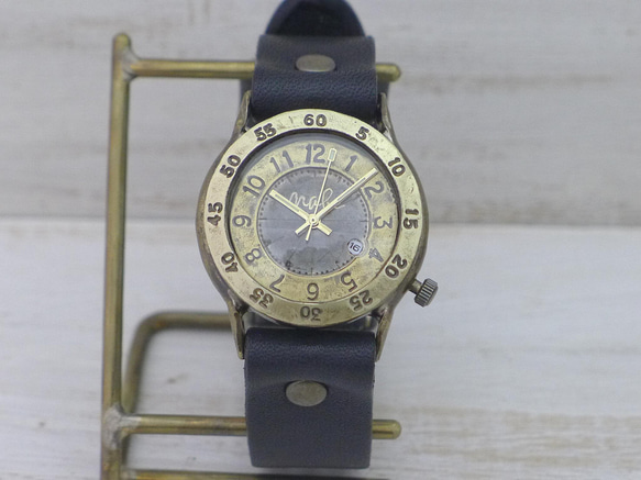 "Explorer-B3-DATE" DATE(日付) 32mm Brass(真鍮) 手作り腕時計 [359DATE] 3枚目の画像