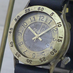 "Explorer-B3-DATE" DATE(日付) 32mm Brass(真鍮) 手作り腕時計 [359DATE] 2枚目の画像