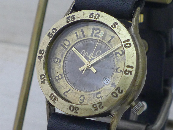 "Explorer-B3-DATE" DATE(日付) 32mm Brass(真鍮) 手作り腕時計 [359DATE] 2枚目の画像