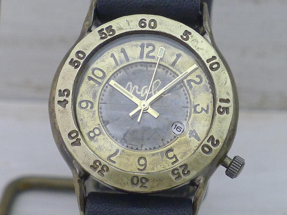 "Explorer-B3-DATE" DATE(日付) 32mm Brass(真鍮) 手作り腕時計 [359DATE] 4枚目の画像