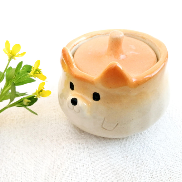 Shiba Inu Sugar Pot 80ml 原型陶器動物 第3張的照片