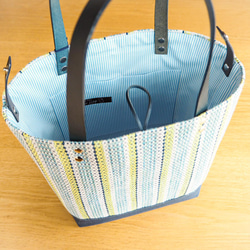 果子露色手工編織布桶托特包（淺藍色） 第3張的照片