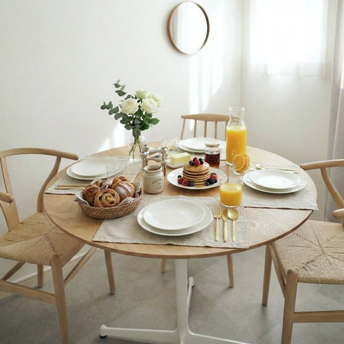 直径90cm/オーク無垢/丸テーブル/ラウンドテーブル/ダイニングテーブル