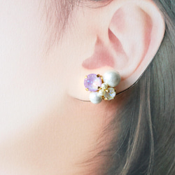 紫紅色寶石耳環 第3張的照片
