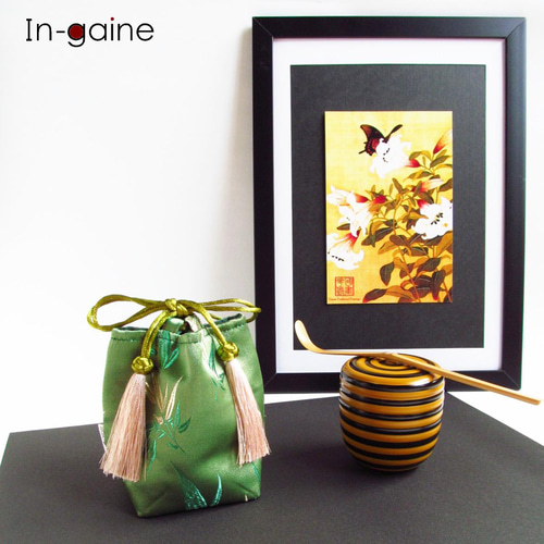 茶道具】棗用巾着(グリーン竹柄) N-002BB その他インテリア雑貨 In