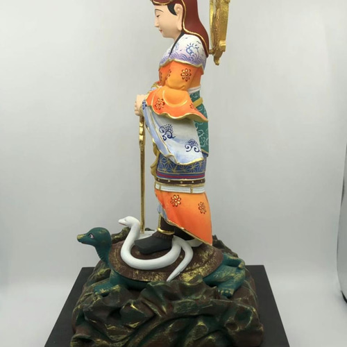 仏教工芸品 桧材 極彩色 木彫仏像 精密彫刻 北辰菩薩 妙見菩薩 職人