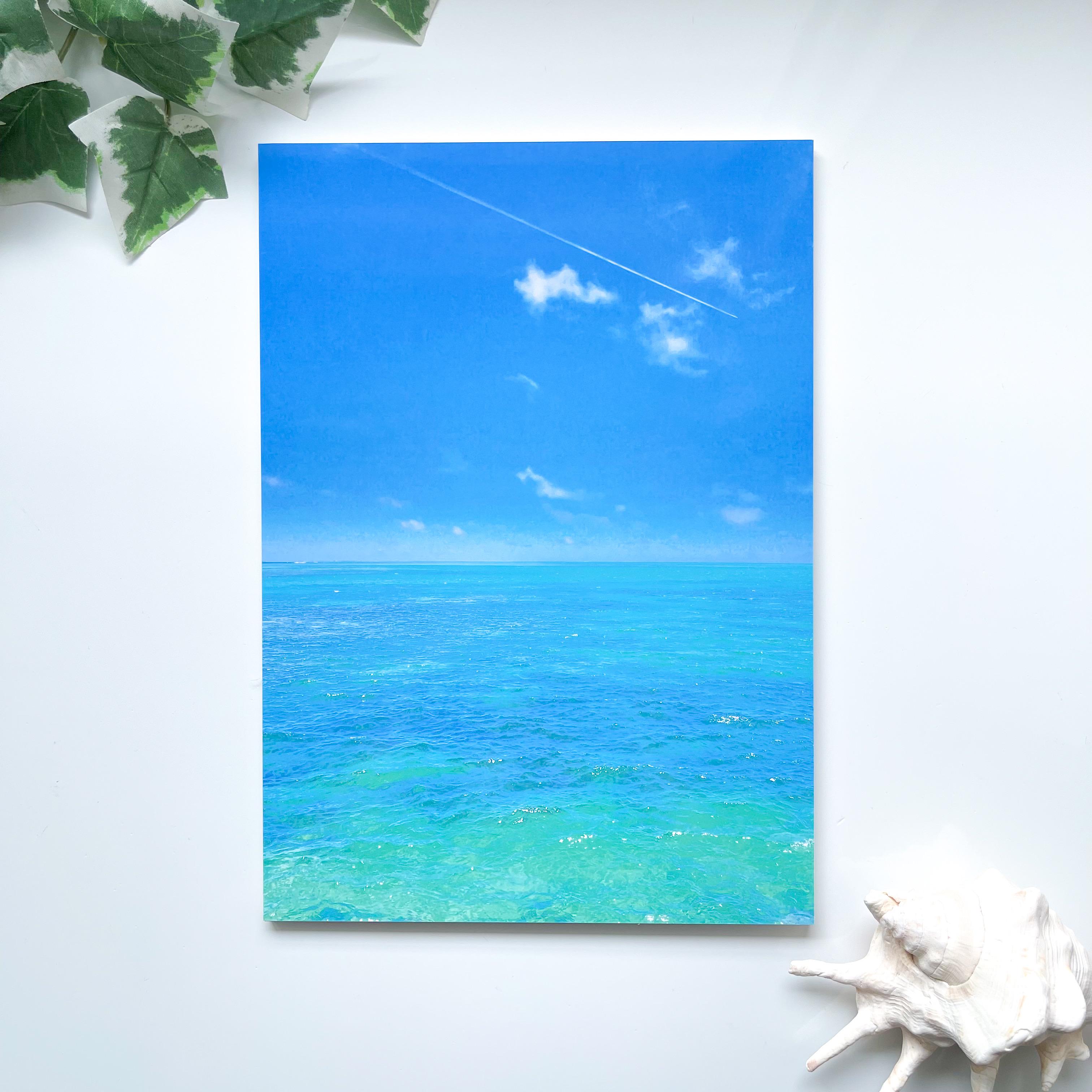 海と飛行機雲【A4サイズ写真＋発泡パネル加工】 写真