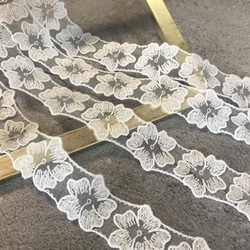 【再再販】5弁の花びらモチーフ S オーガンジーレース  2m 日本製 lace-No,123 2枚目の画像