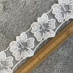 【再再販】5弁の花びらモチーフ S オーガンジーレース  2m 日本製 lace-No,123 4枚目の画像